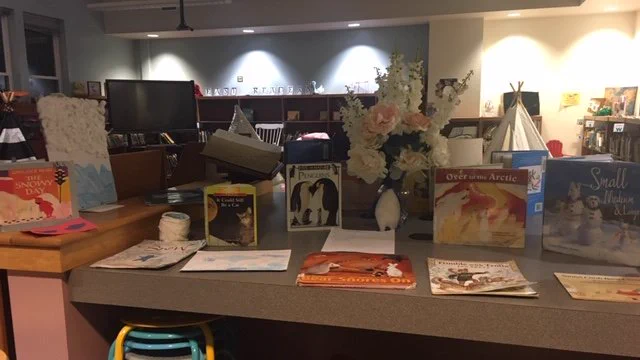 These book displays were created by students based on a book they were given during Reading Night.