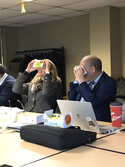 Dean Maureen MacDonald and President Farrar going all VR!