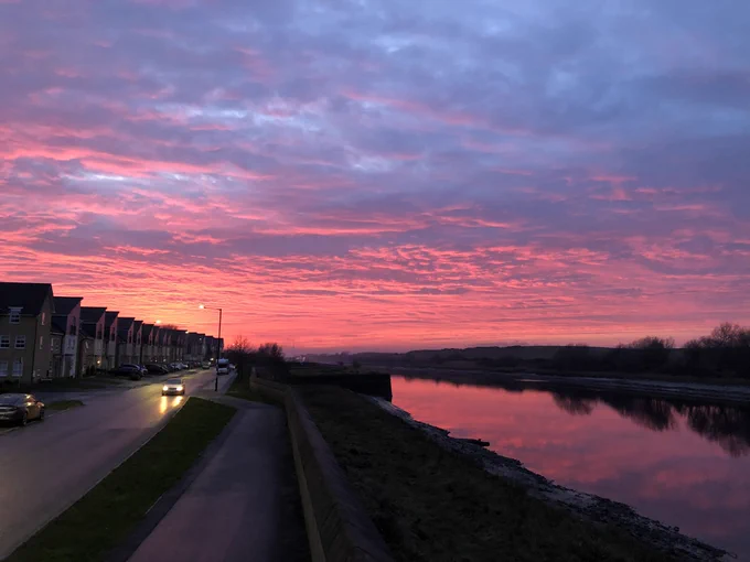 Sunset over the River Lune in Lancaster