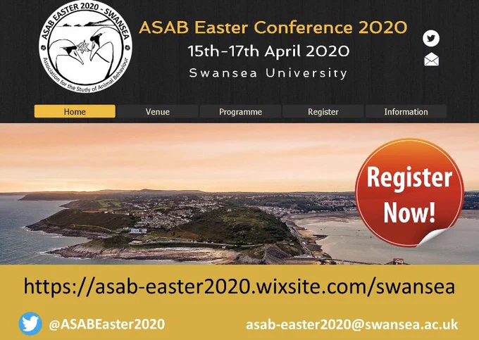 Information about the ASAB easter conference that can be found at the link in the tweet
