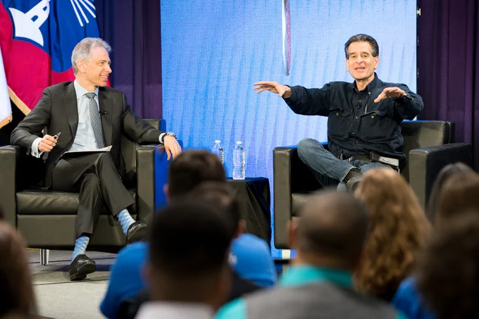 andrei iancu on stage with dean kamen