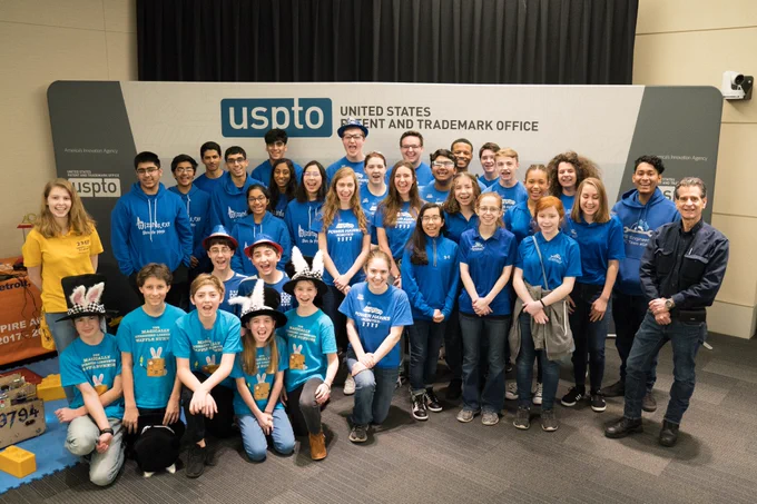 Large group of students with Dean Kamen