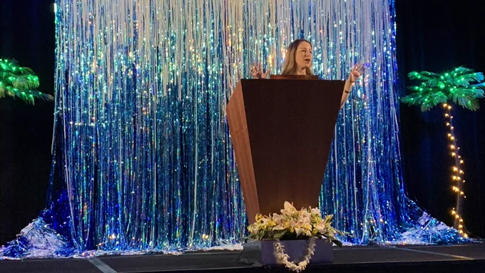 Sarah on stage