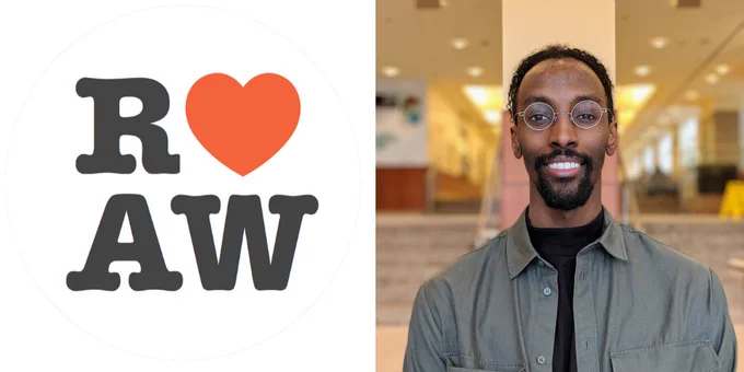 Dr. Osman Kahiye's headshot with the Resident Awareness Week logo (RAW with a red heart beside it)