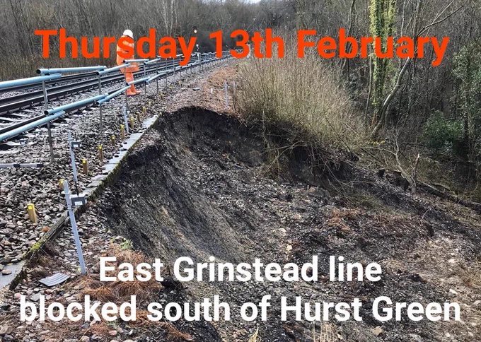 East Grinstead Line Closed - LANDSLIP