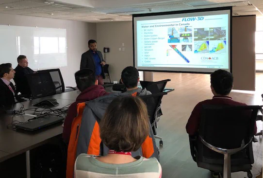 Adwaith Gupta at the University of Ottawa discussing the FLOW-3D Academic Program