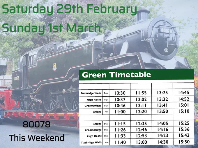 Our timetable with Brighton built 80078 providing steam haulage