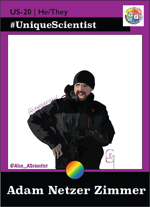 Front of Unique Scientist Trading card US-20 of Adam Netzer Zimmer.