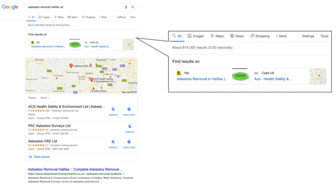 Cylex is among the directories that are shown in the SERP local carousel.