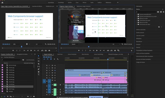Captura del software de montaje de videos