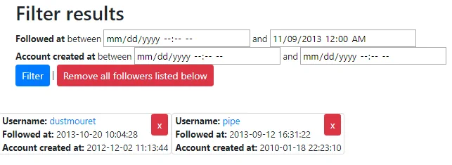 Filter options