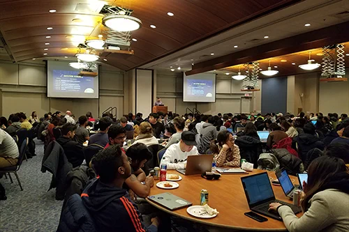 This year's Datathon competition drew a record crowd of 350 student participants. 