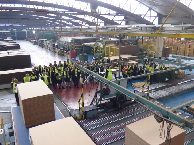 Colleagues at Tri Wall Monmouth gather to celebrate Dereks 50 years achievement