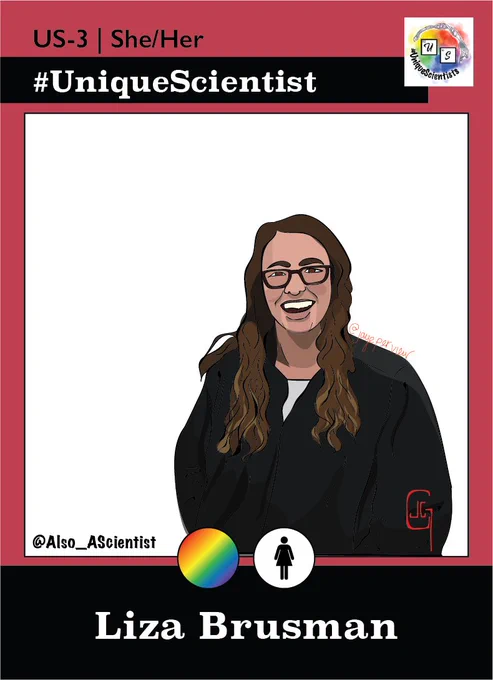 Front of #UniqueScientists trading card US-3 of Liza Brusman!