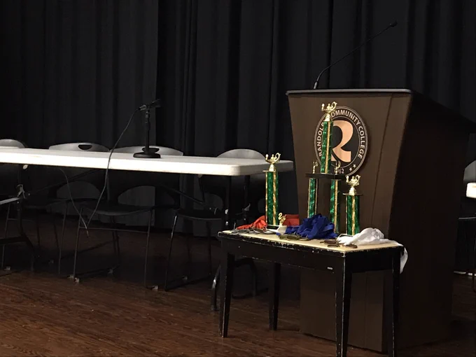 The stage is set up and ready for the battle of the books competition.