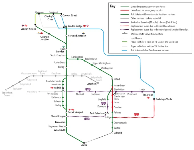Saturday 29th February & Sunday 1st March

Southern disruption and alternative routes