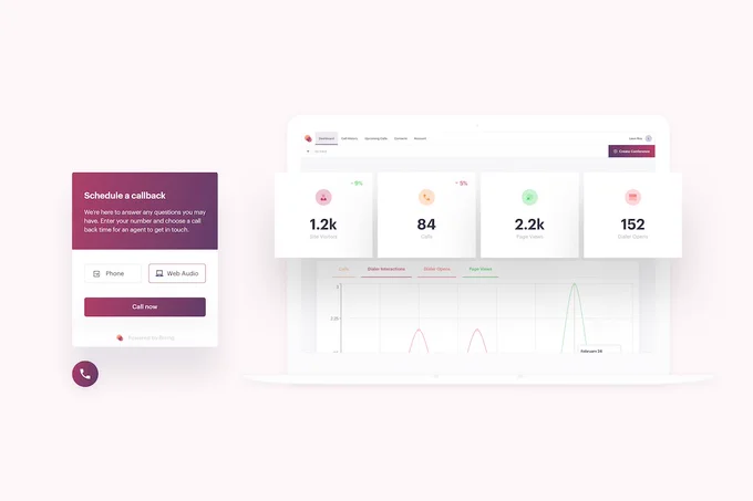 Brring Live Dialer callback widget and Live Dialer analytics dashboard