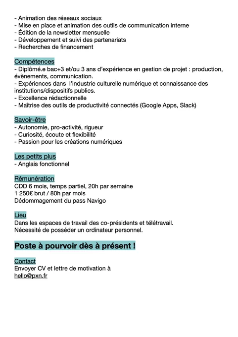 Offre d'emploi - CDD temps partiel - poste à pourvoir