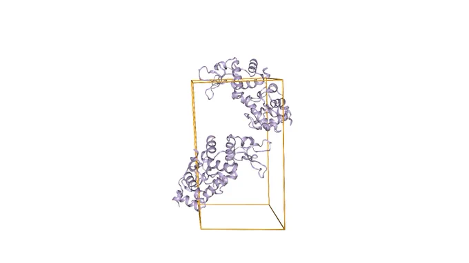 Unitcell die die kleinste replizierbare Einheit des Proteinkristalls enthält.