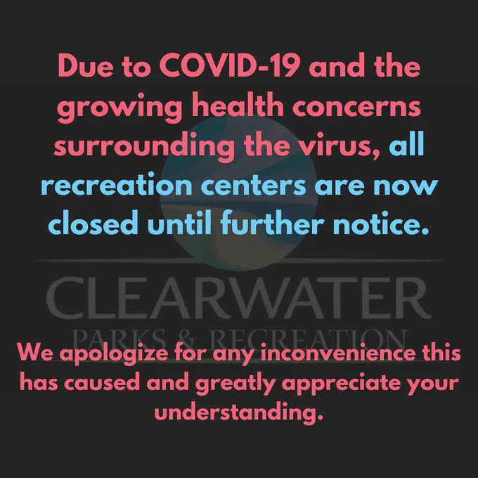 Due to COVID-19 and the growing health concerns surrounding the virus, all recreation centers are now closed until further notice.
