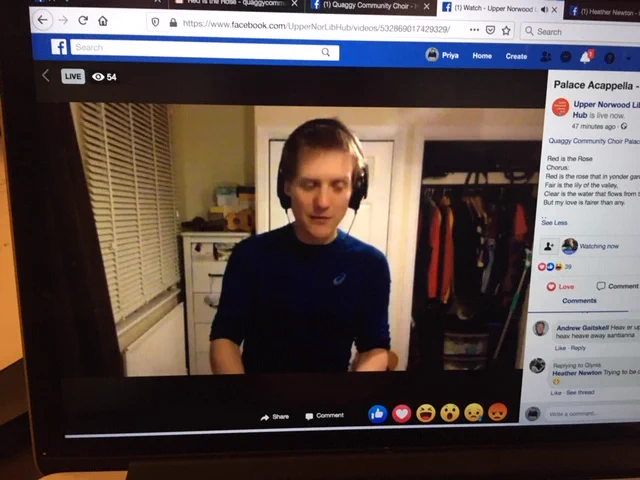Jake running online choir on Tuesday 24 March 