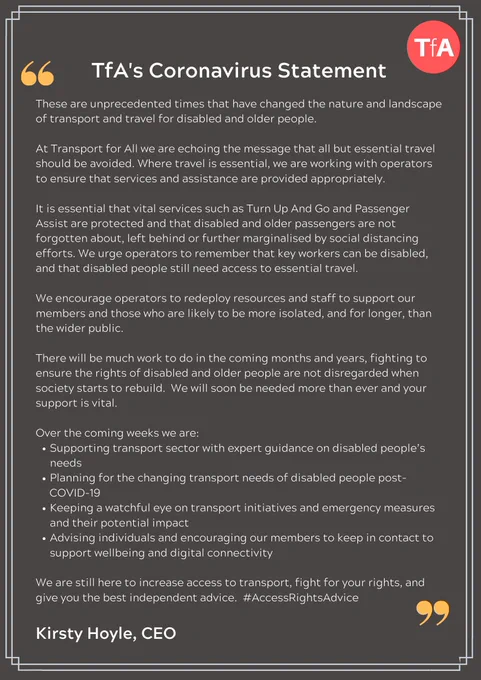 TfA's statement and logo. The full statement is included in the subsequent tweet thread.