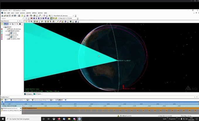 Field of view of #BEESAT4 camera in an STK simulation