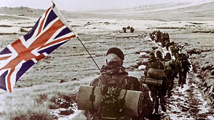 Photo of British Army soldiers taken during the Falklands War.