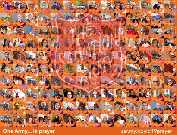 Montage of Salvationists and friends in prayer around the world