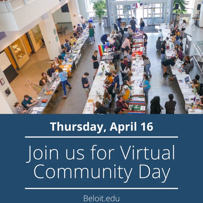 A flyer that reads “join us for virtual community day” on Thursday, April 16