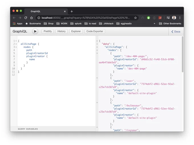 You Can use GraphQL in @gatsbyjs to query info about your pages, through the `allSitePage` node, like their path and which plugin created them