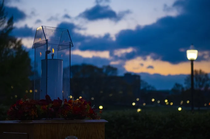 A close-up view of the ceremonial candle during the 2020 Day of Remembrance.
