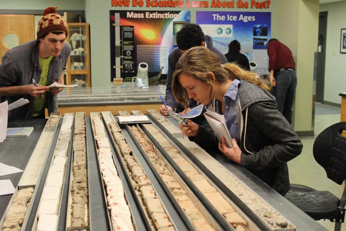 A sedimentology class at the Lamont-Doherty Core Repository