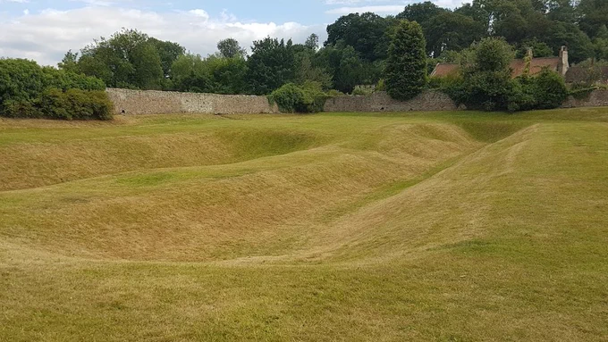 View of Iron Age linear earthwork at the Tofts, Stanwick Oppidum, North Yorkshire, UK