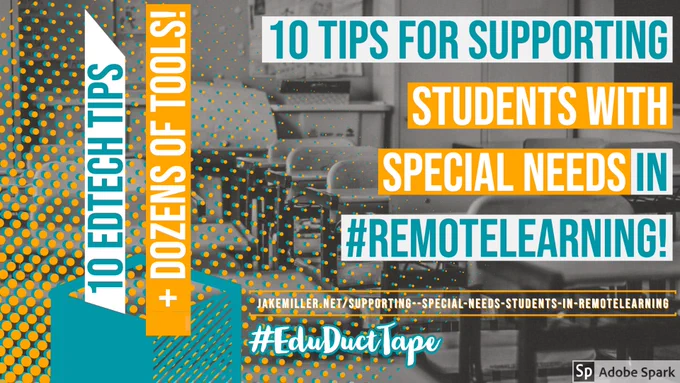 Graphic Shows the Title of this post: 10 Tips for Supporting Students with Special Needs in Remote Learning.