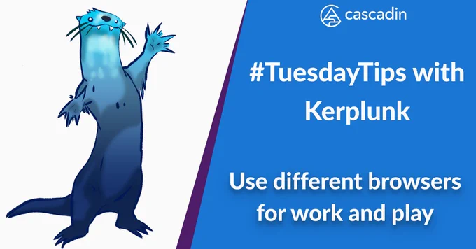 Kerplunk the Otter with Tuesday Tips - use different browsers for work and play