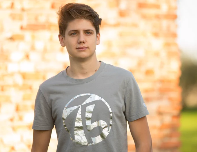 male model wearing a tibush club no.1 tshirt