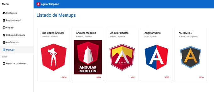Listado de Meetups de Angular Hispano