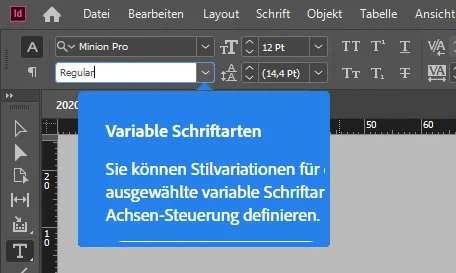 Ein InDesign-Tooltip zu variablen Schriftfarten.