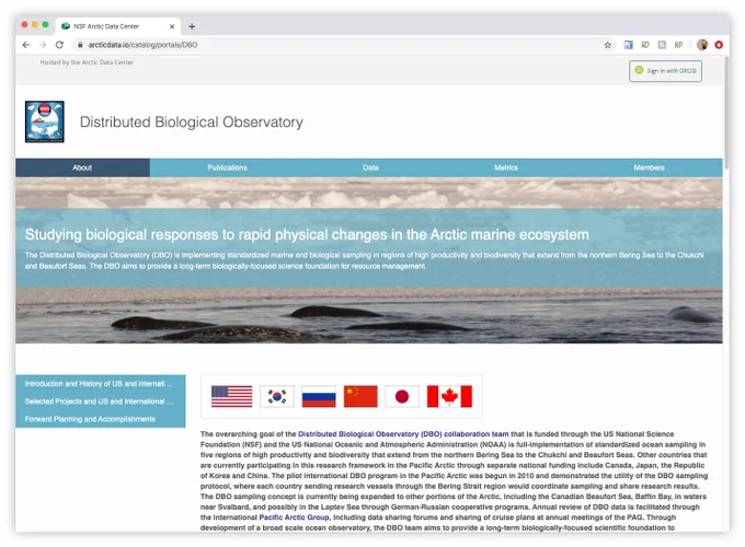 Example view of a data portal from the Arctic Data Center