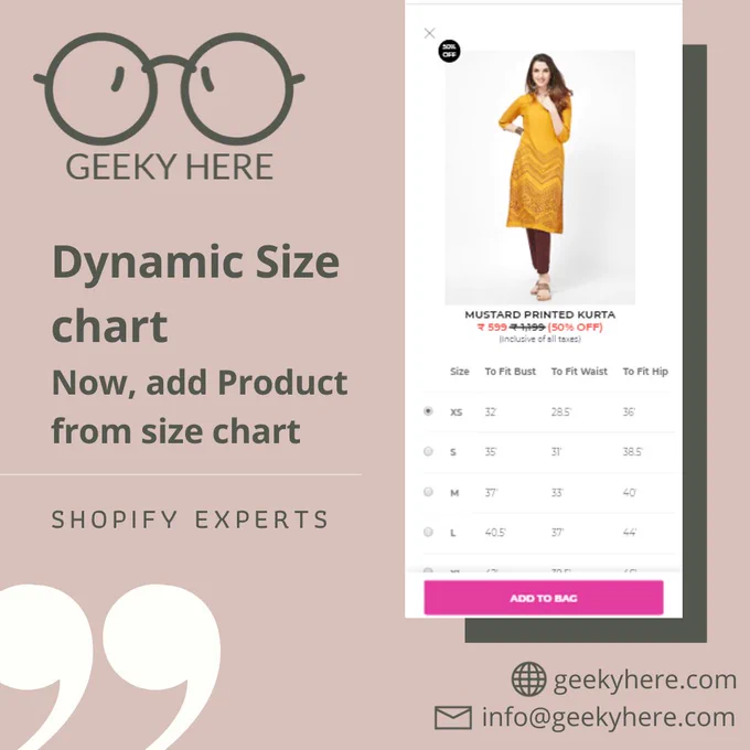Geeky here - Shopify expert | Dynamic size chart in shopify. 