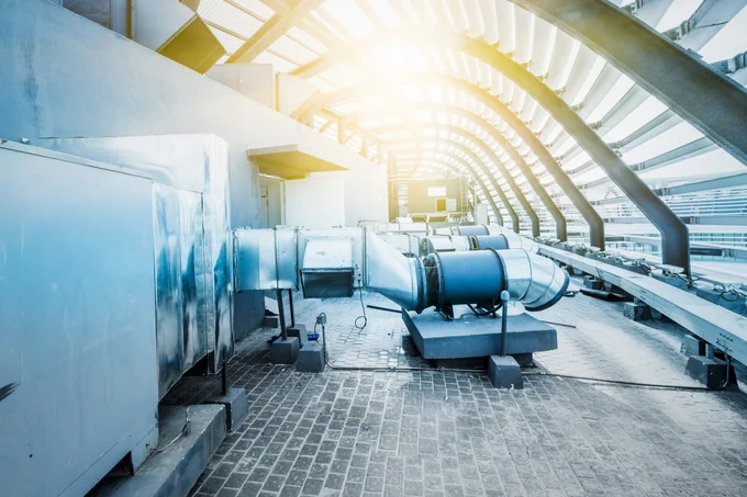 air conditioning systems on the roof of modern building