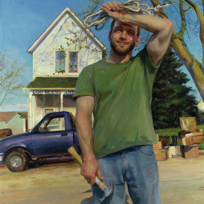 "God Bless America" by painter Rose Frantzen. Frantzen is teaching an art workshop in France in September 2020. Study with Frantzen. Non-painters are welcome. www.workshopsinfrance.com