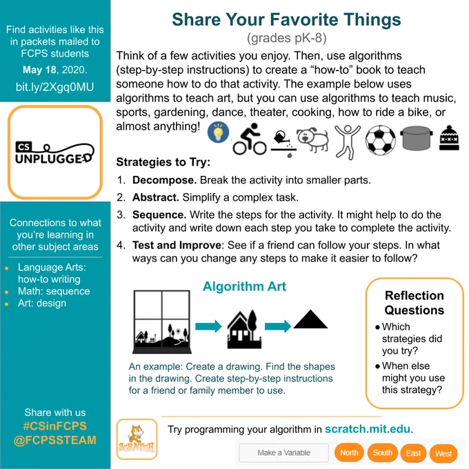 Image with instructions for today’s activity. FCPS families can access: bit.ly/2Xgq0M