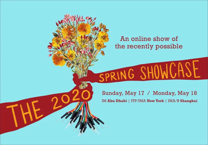 A poster showing two arms holding a pack of flowers.