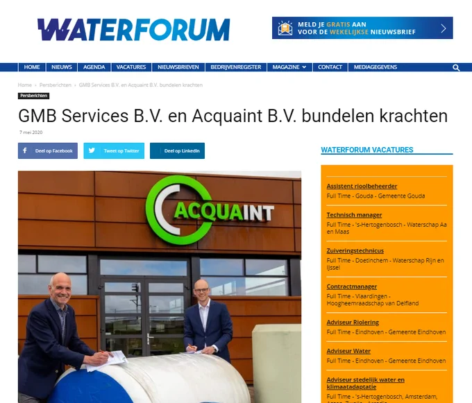 In de media: GMB Services BV en Acquaint BV bundelen krachten