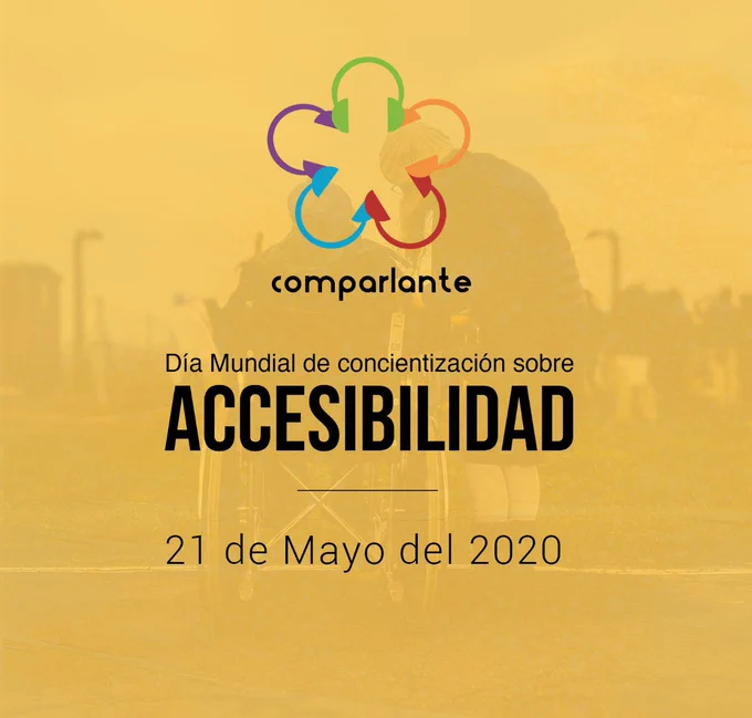 Imagen conmemorativa de Fundación Comparlante por el Día Mundial de Concientización sobre la Accesibilidad, tercer jueves de mayo de cada año, 21/05/2020.