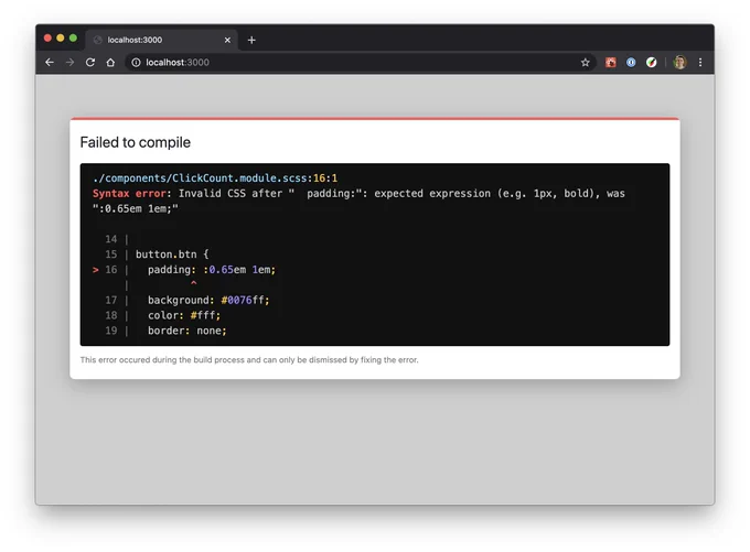 After: the improved Sass error