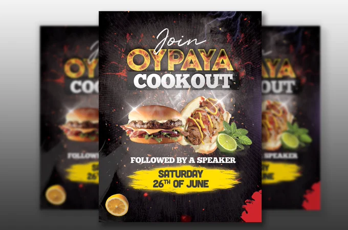 This is a Cookout Flyer for a restaurant. 