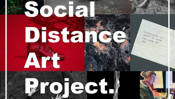 Collage banner of different artworks, with the text 'Social Distance Art Project'